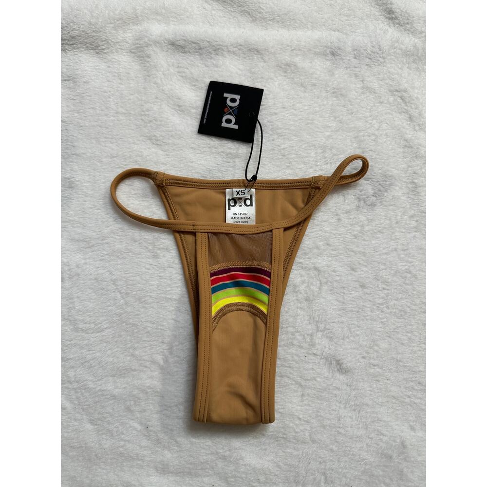 Pacific & Driftwood Taste the Rainbow Bikini Bottom Tan Womans XS NWT